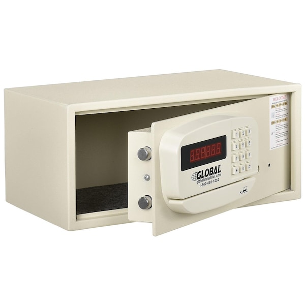 Global Industrial Hotel Safe Electronic Lock w/Card Slot, Keyed Differently, Off White, 15Wx10Dx7H 493383 - main